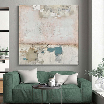 Hand-Painted Pink & Blue Textured Abstract, Acrylic Modern Art Painting HS307