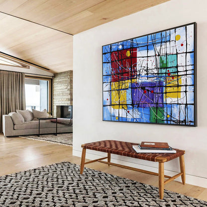 Oversized Canvas Art in Multicolor Geometric Abstract Style WB247