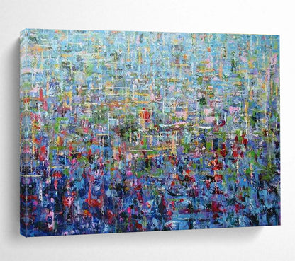 Multicolor Blue-Toned Abstract Textured Art For Sale WB412