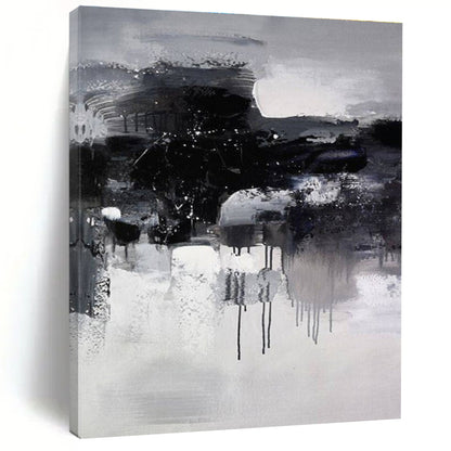 Handmade Art Black & White Textured Abstract, Minimalist Canvas Art HS428