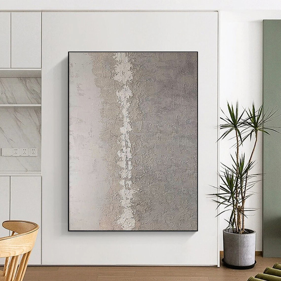 Minimalist Canvas Art Gray Textured Abstract Art HS636