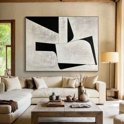 Minimalist Canvas Art Black and White Geometric Abstract Art, Modern Art Acrylic HS552