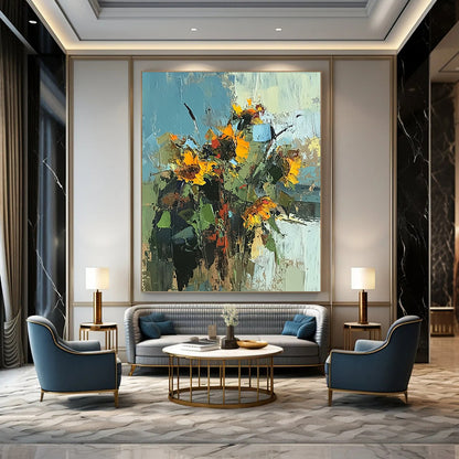 Yellow, Green Abstract Floral Art For Kitchen and Sunroom WS440