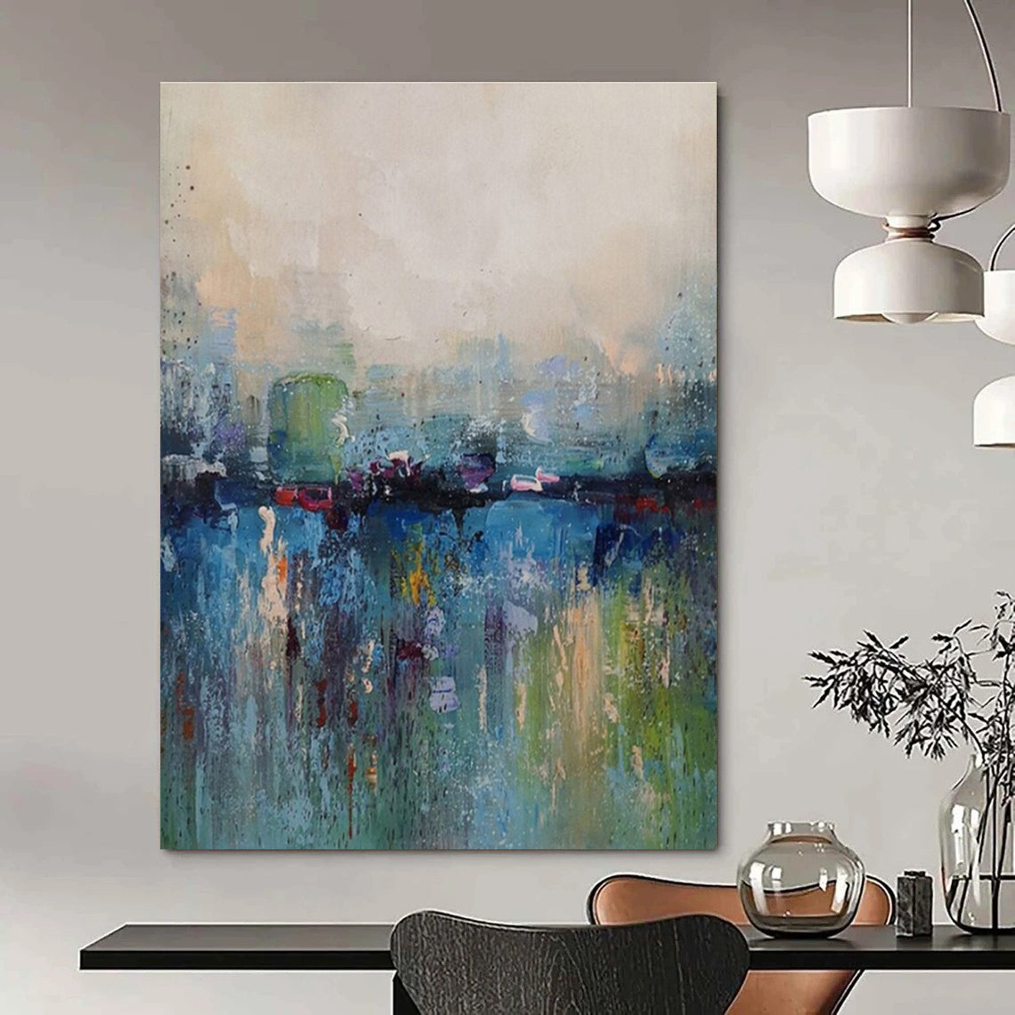 Multicolor Abstract Cityscape Painting For Sale Online WS493