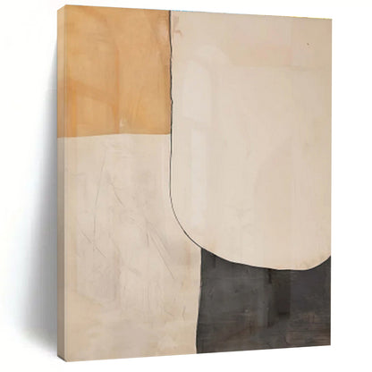 Handmade Art Beige & Gray Geometric Abstract, Minimalist Canvas Art HS452