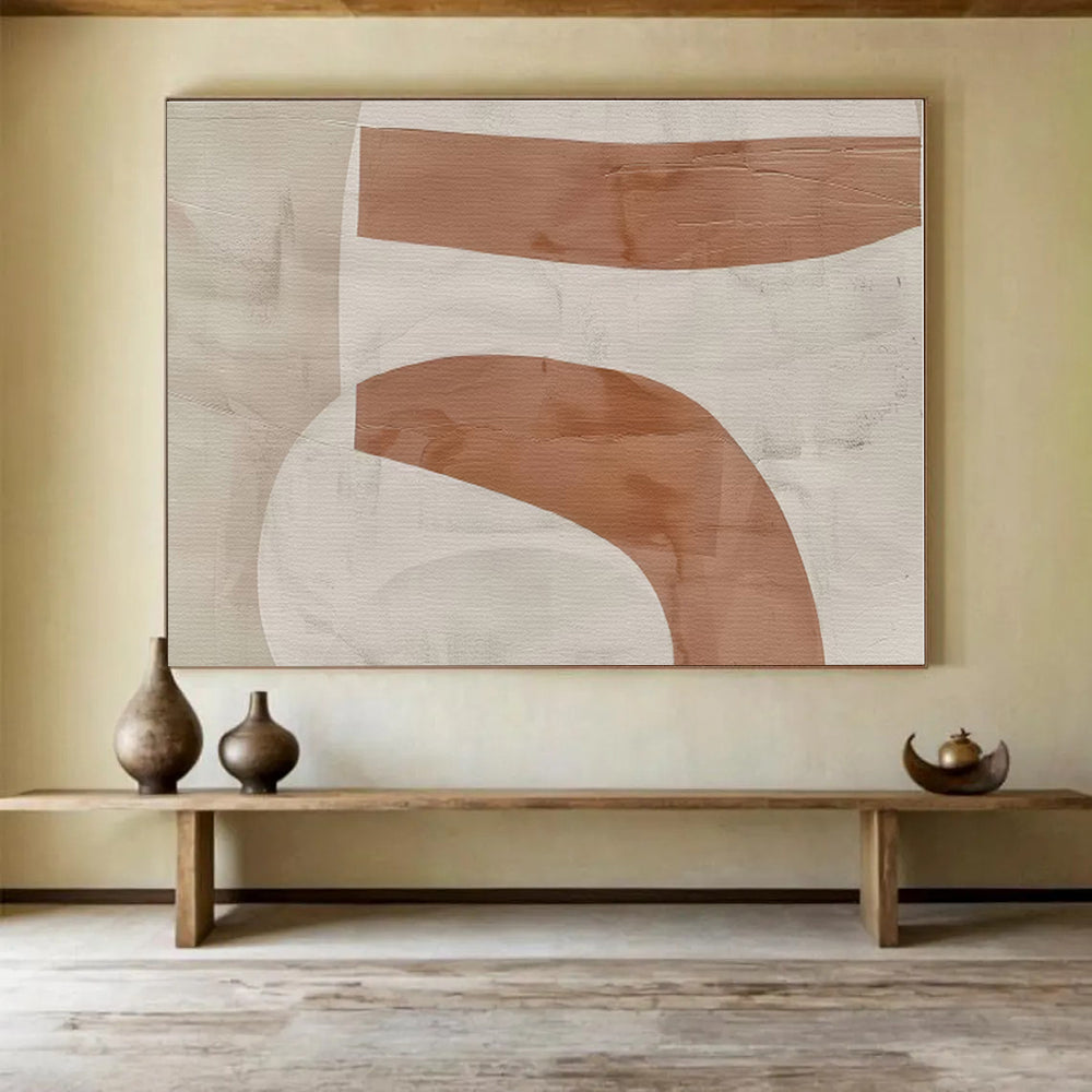 Brown, White Abstract Painting – Geometric Acrylic Art WB050