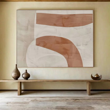 Brown, White Abstract Painting – Geometric Acrylic Art WB050