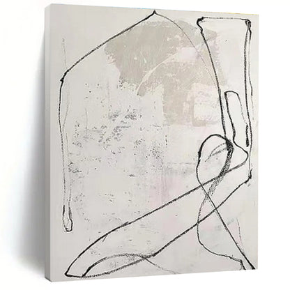 Handmade Art Black & White Sketch Abstract, Minimalist Canvas Art HS333