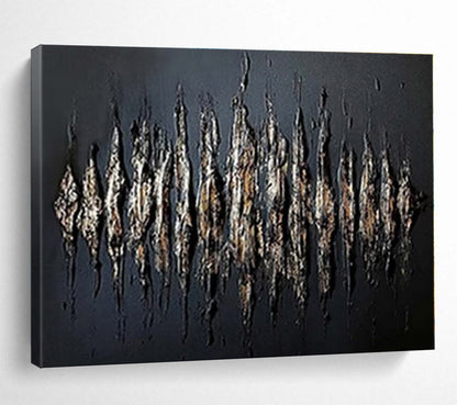 Black, Gold Textured Abstract Acrylic Painting WB032