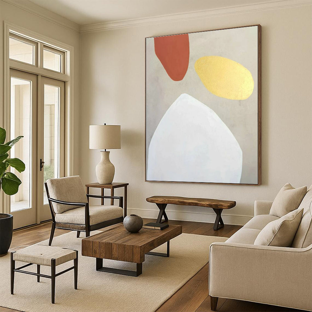 Unique Abstract Art Neutral Tones with Rust and Gold Accents Abstract Art HS643