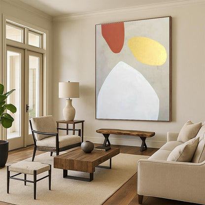 Unique Abstract Art Neutral Tones with Rust and Gold Accents Abstract Art HS643