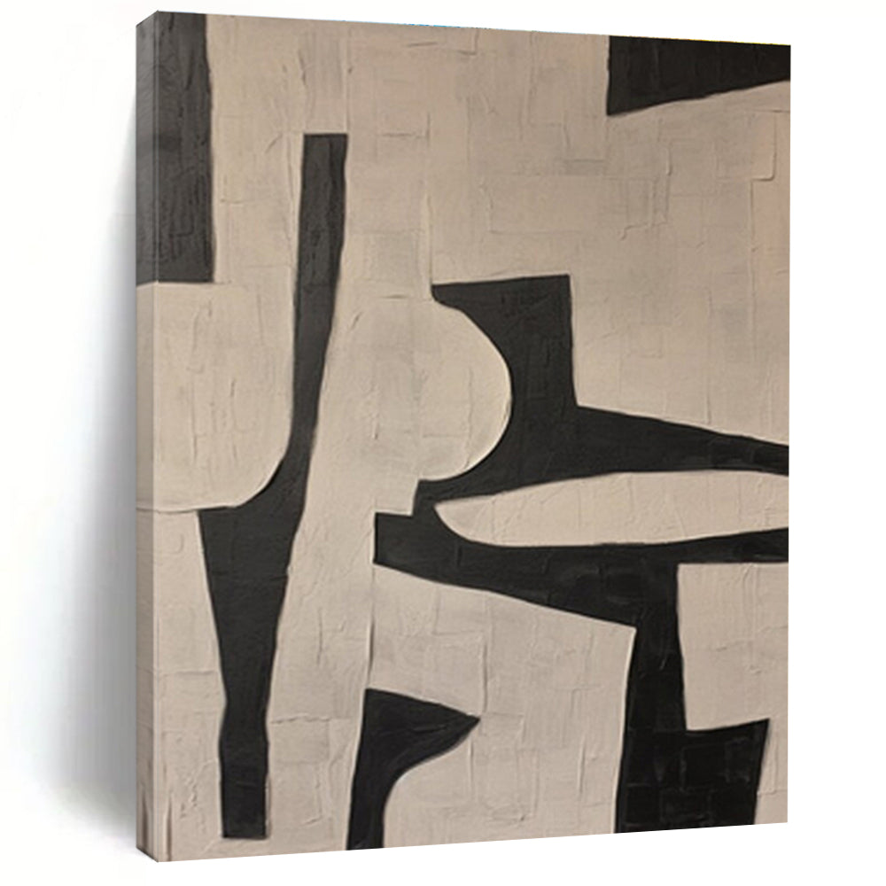 Handmade Art Black & White Geometric Abstract, Minimalist Canvas Art HS300