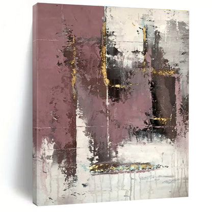 Hand-Painted Purple, White & Gold Textured Abstract, Acrylic Modern Art Painting HS421