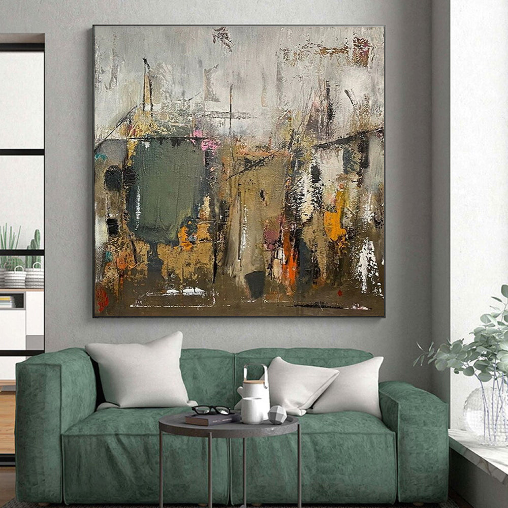 Multicolored Urban-Inspired Abstract Painting HS570
