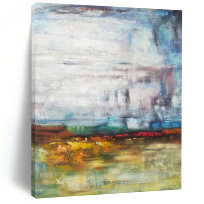 Blue, Green, Yellow Abstract Landscape Art For Living Room and Sunroom WS465