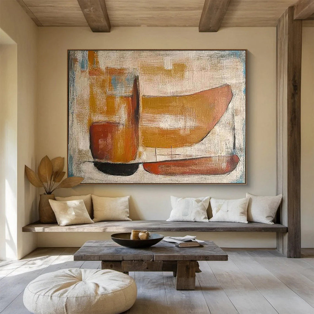 Oversized Canvas Art in Blue, Gold, and White Textured Abstract Style WB239