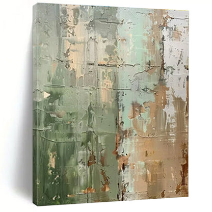Handmade Art Earthy Greens and Neutrals Textured Abstract Art HS595