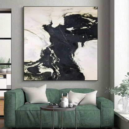 Black and White Abstract Art with Fluid Shapes HS574