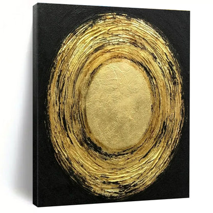 Unique Abstract Art Gold and Black Textured Abstract Painting On Canvas HS805