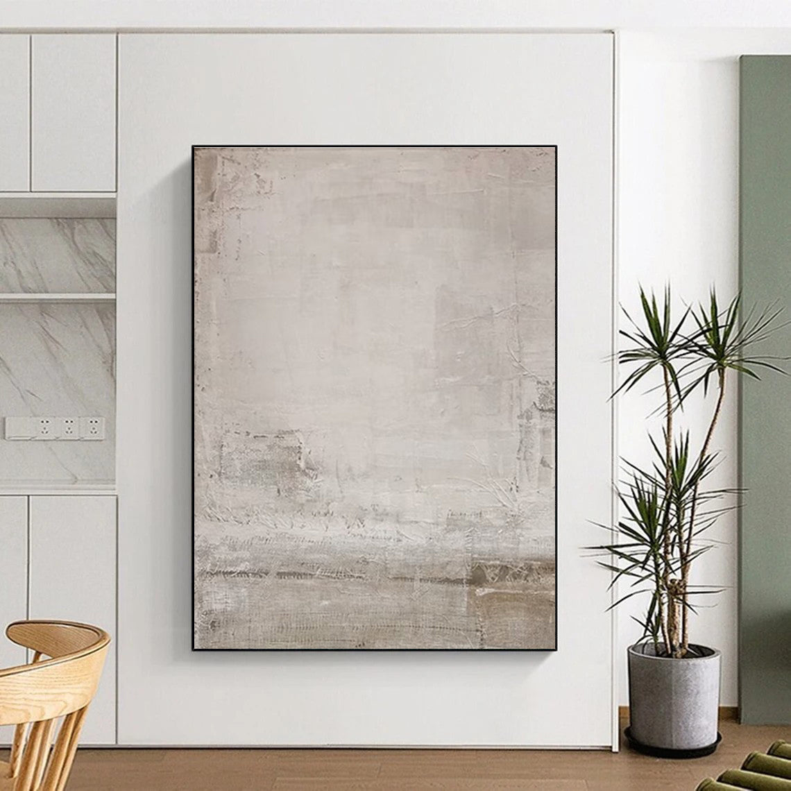 Handmade Art Beige Textured Abstract, Minimalist Canvas Art HS304