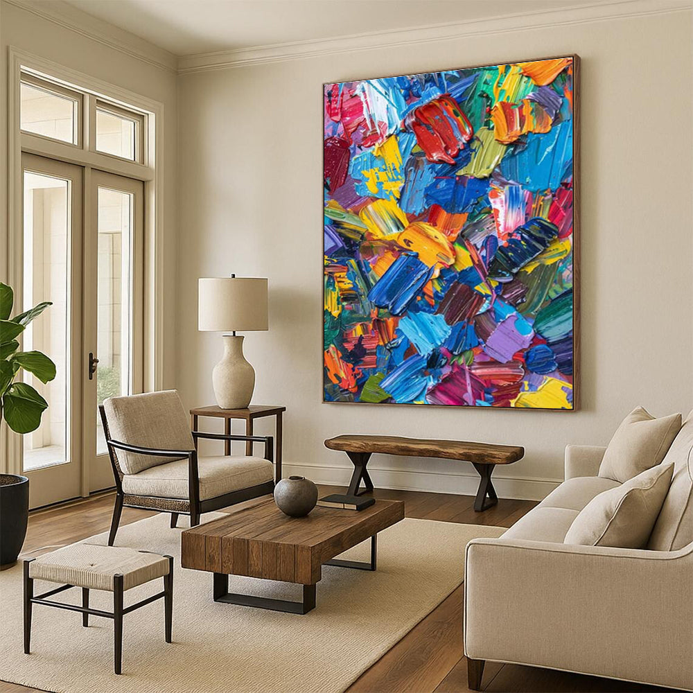 Unique Abstract Art Multicolor Impasto Abstract, Large Contemporary Wall Art HS363