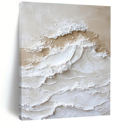 Gaint Canvas Art Beige & White Textured Abstract, Oversized Abstract Wall Art HS450