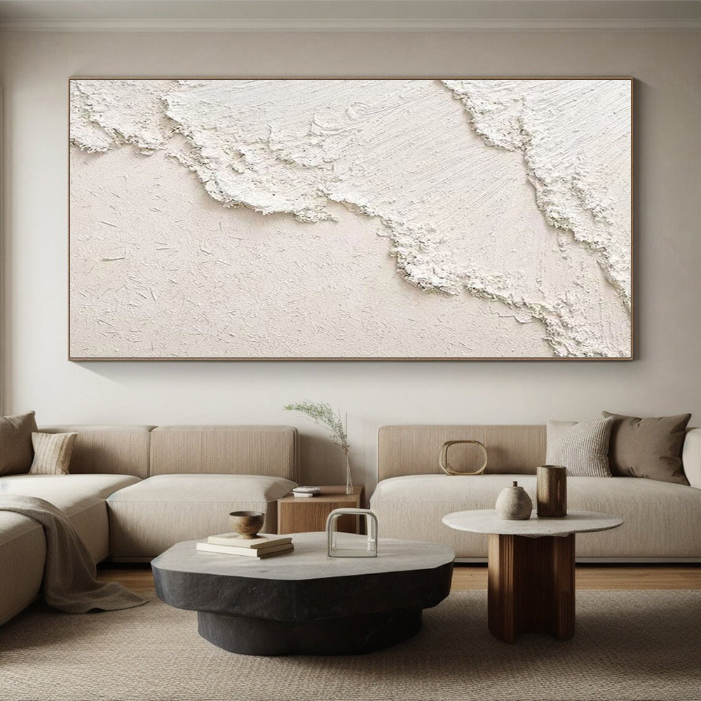 Big Painting White Abstract Textured Painting For Sale HS077