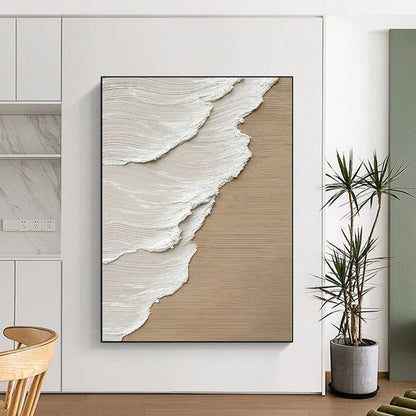 Beige, White Abstract Textured Art For Minimalist Living Room and Bedroom WS424
