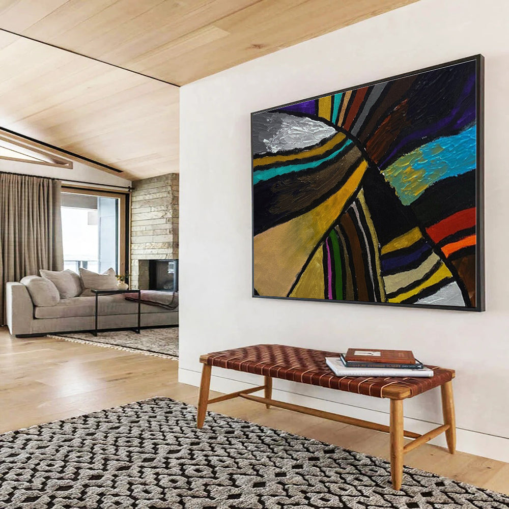 Multicolor Geometric Shapes Abstract Acrylic Painting WB011