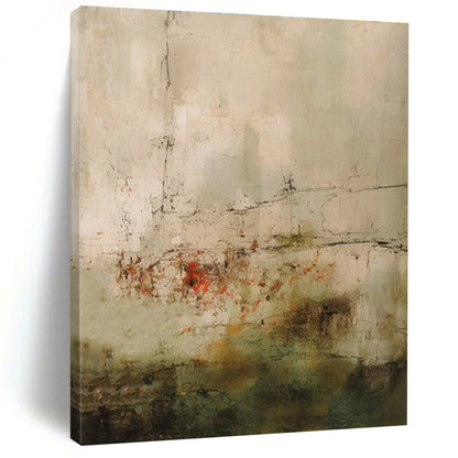 Gray, Green, and Red Textured Abstract Painting For Sale Online WS474