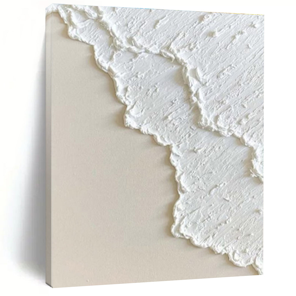 Hand-Painted White Textured Abstract, Acrylic Modern Art Painting HS337