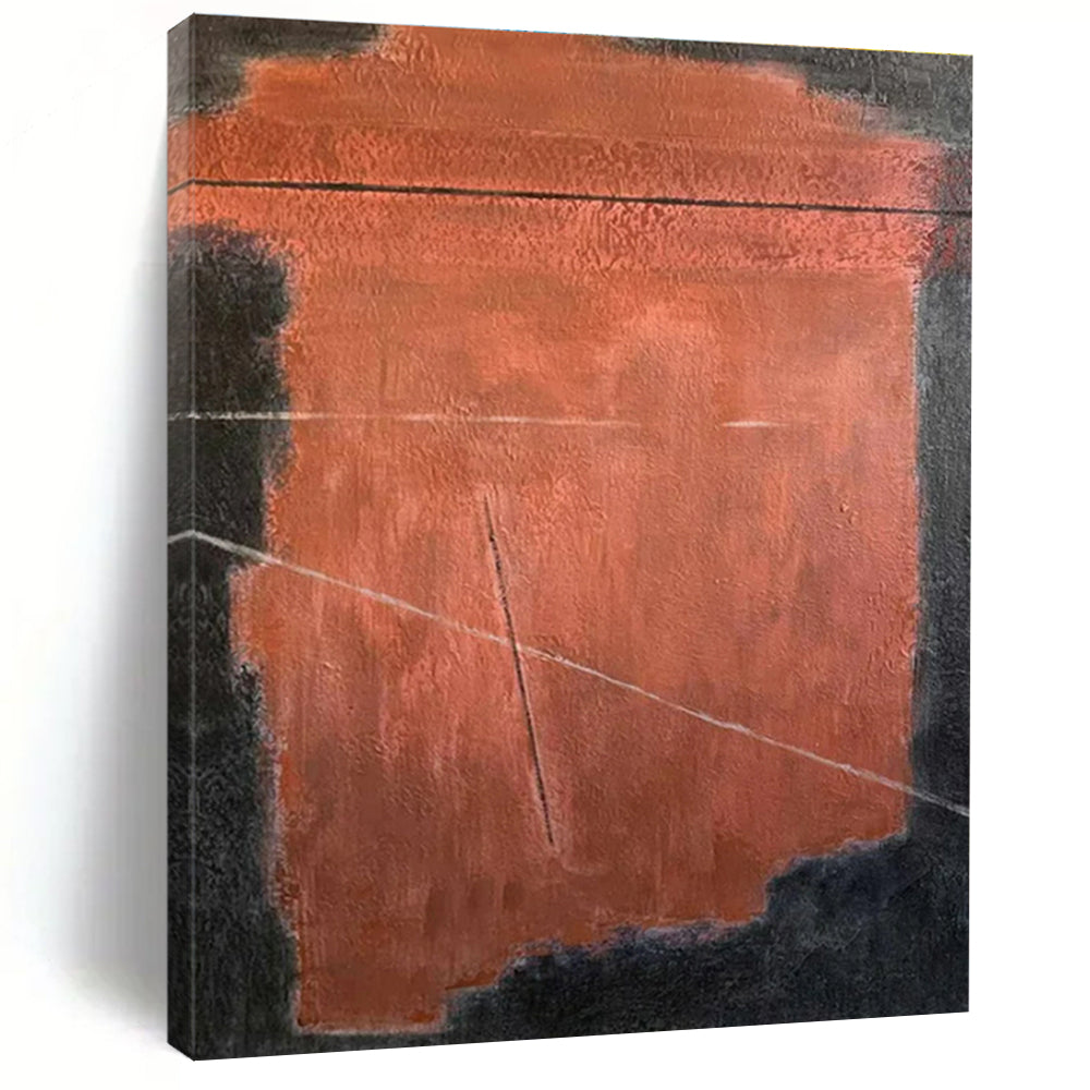 Hand Painted Art Rust and Black Textured Abstract Art HS750