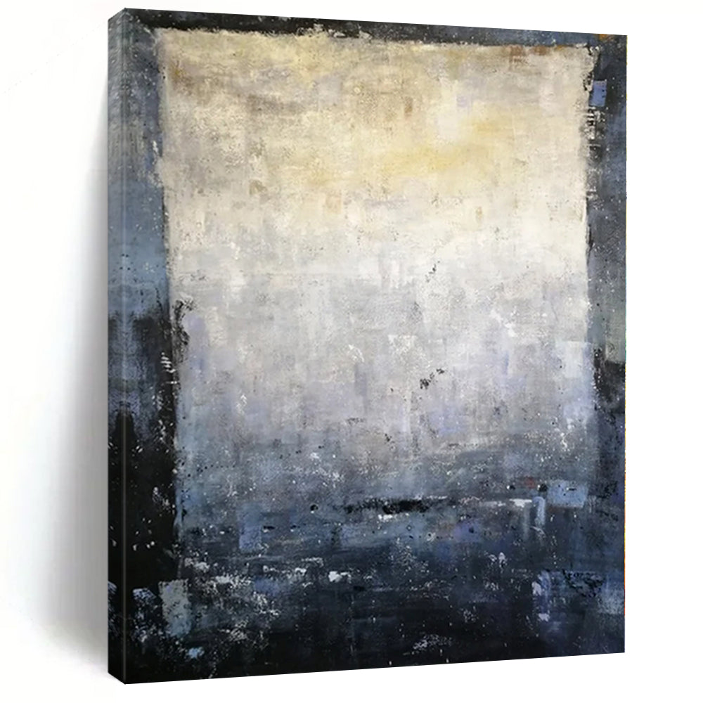 Huge Size Gray and Blue Abstract Textured Painting For Sale HS098