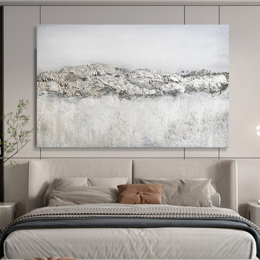 Big Size Gray and White Textured Abstract Art WB229