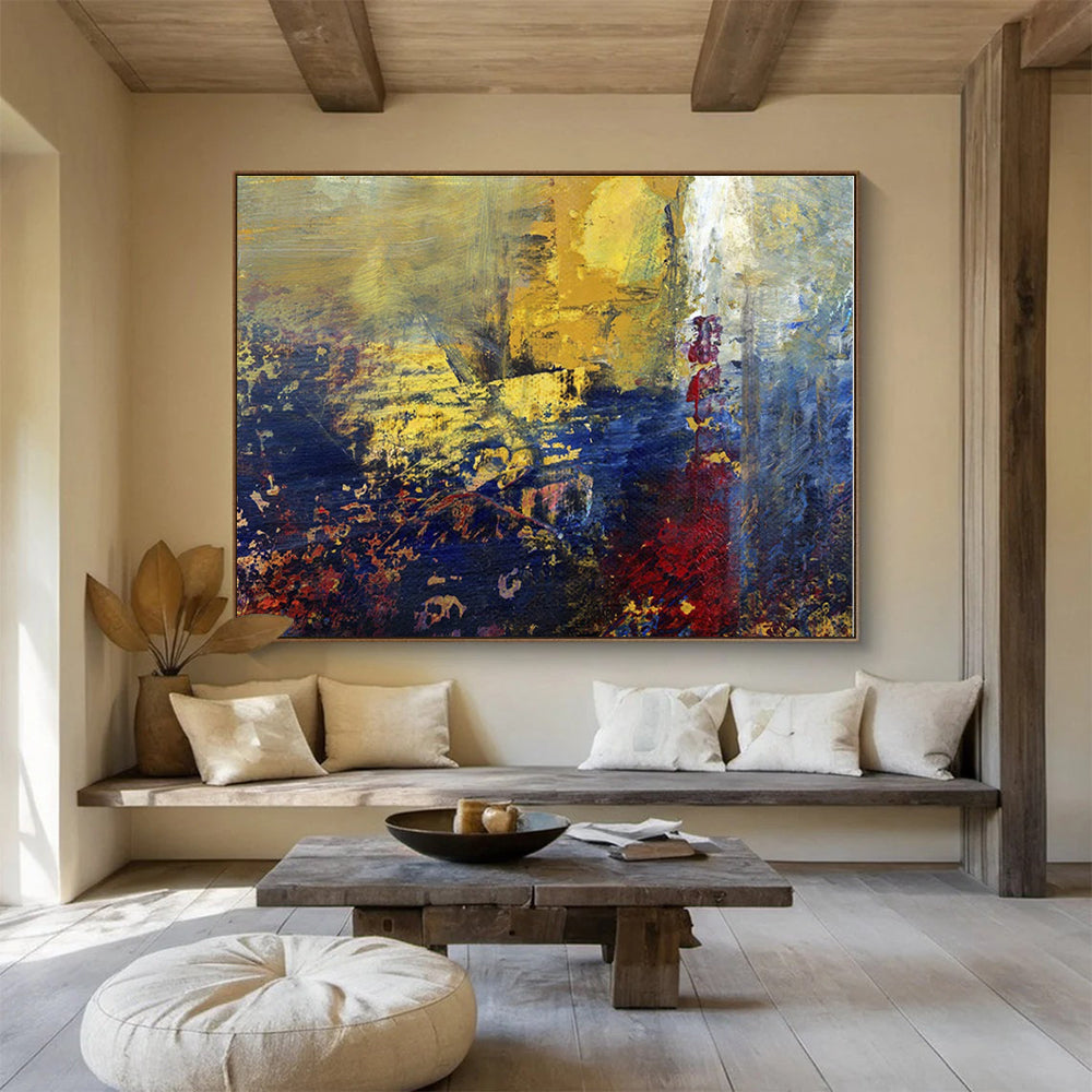 Oversized Canvas Art Yellow, Blue and Red Abstract Urban Painting WB063