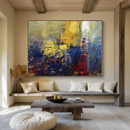 Oversized Canvas Art Yellow, Blue and Red Abstract Urban Painting WB063
