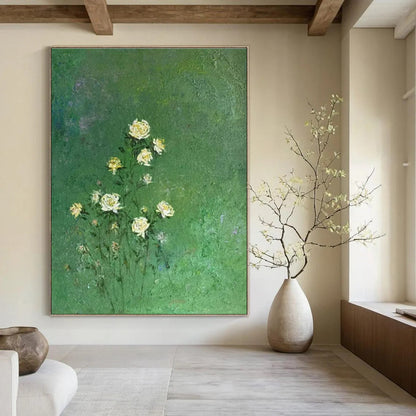 Green and Beige Abstract Landscape Painting For Sale WS504