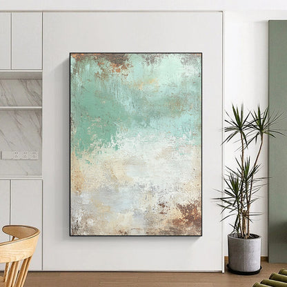 Unique Abstract Paintings Green and Brown Abstract Textured Painting For Sale HS130