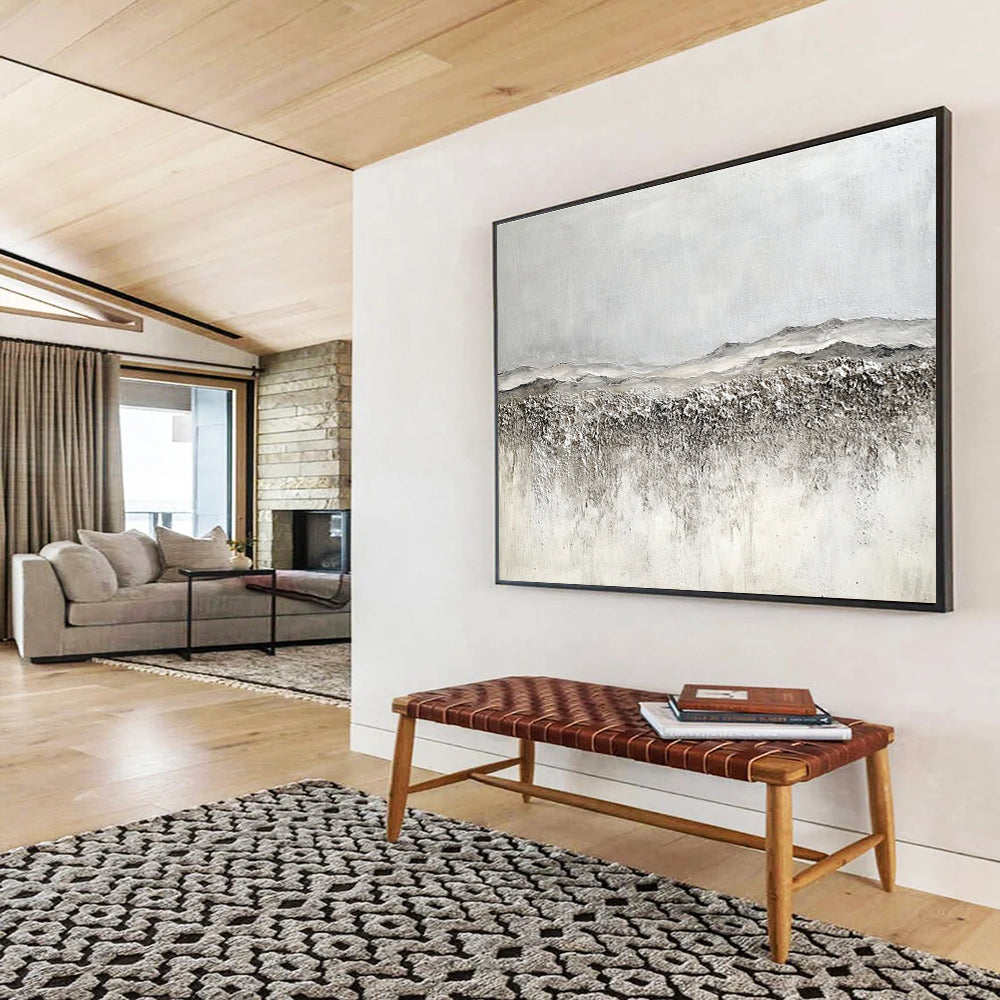 Horizontal Gray Textured Landscape Abstract Painting WB253