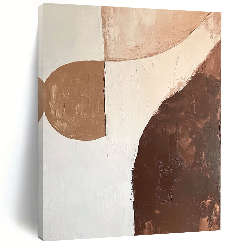 Big Painting Brown, Beige, and White Abstract Organic Shape Painting For Sale HS160