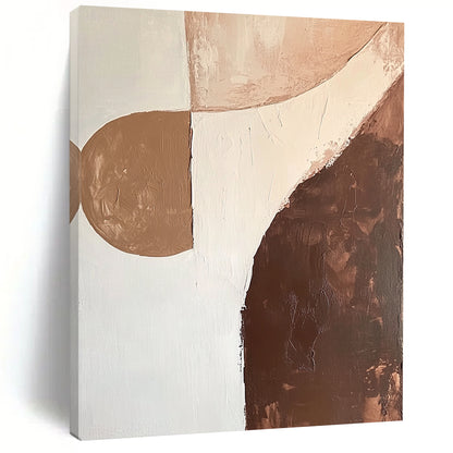 Big Painting Brown, Beige, and White Abstract Organic Shape Painting For Sale HS160