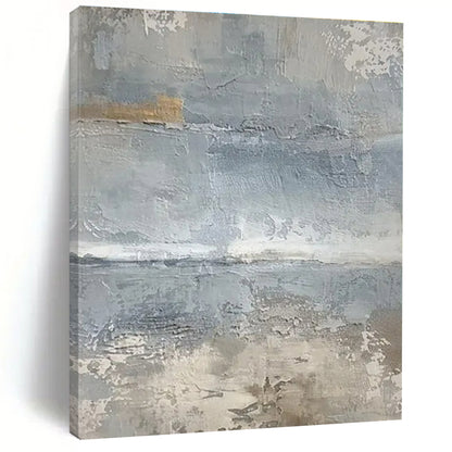 Hand Painted Art Gray and Beige Textured Abstract Painting On Canvas HS817