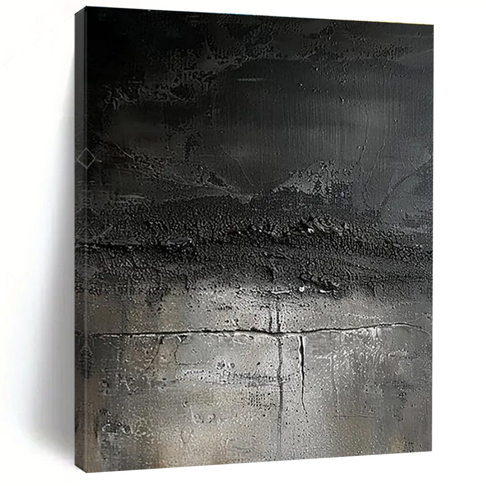Hand Painted Art Black and Gray Textured Abstract Art HS597