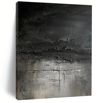 Hand Painted Art Black and Gray Textured Abstract Art HS597