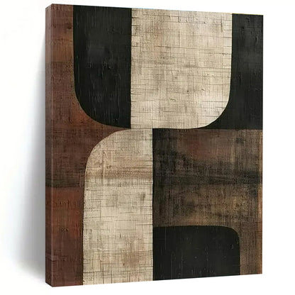 Unique Abstract Art Brown and Black Geometric Abstract Painting On Canvas HS818