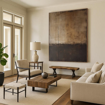 Hand Painted Art Brown and Black Textured Abstract Art HS761