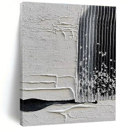 Giant Canvas Art Black & White Textured Abstract Linear Art HS379