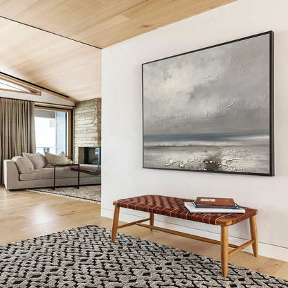 Horizontal Gray Textured Seaside Abstract Painting WB231