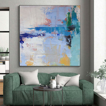 Acrylic Modern Art Paintings Blue, Green, and Yellow Dynamic Abstract Art HS767