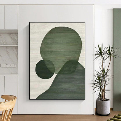 Minimalist Canvas Art Hand Painted Art with Green Geometric Shapes - Modern Art Acrylic HS513